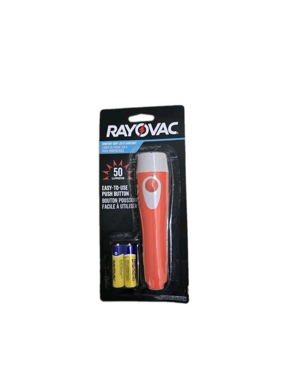 Orange LED Flashlight - Easy Push Button